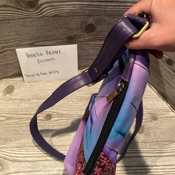 Used in good condition Anna by Anuschka Dreamy Peacock Crossbody Hobo - Picture 13 of 13